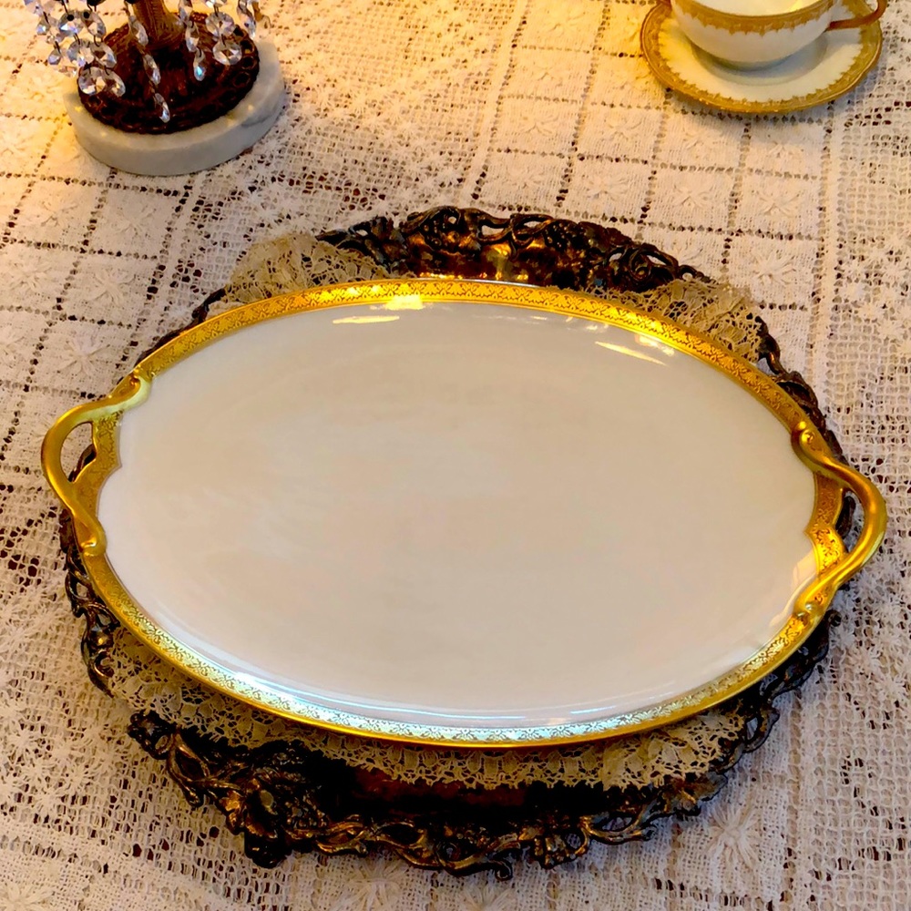 EUC- Uber Rare GDA France Haviland Limoges Calvados Double Handle Petite Platter